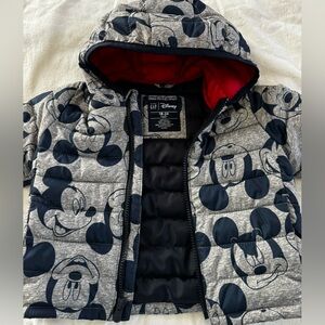 GAP Baby Disney Mickey Mouse Lightweight Puffer Jacket Coat Blue Gray
